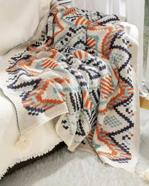 Manta de Tricô Grossa Boho Navajo Macia e Aconchegante