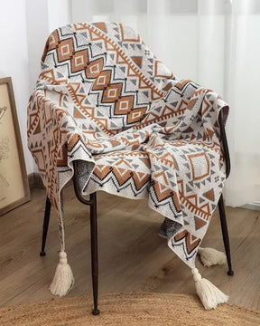 Manta de Tricô Grossa Boho Navajo Macia e Aconchegante