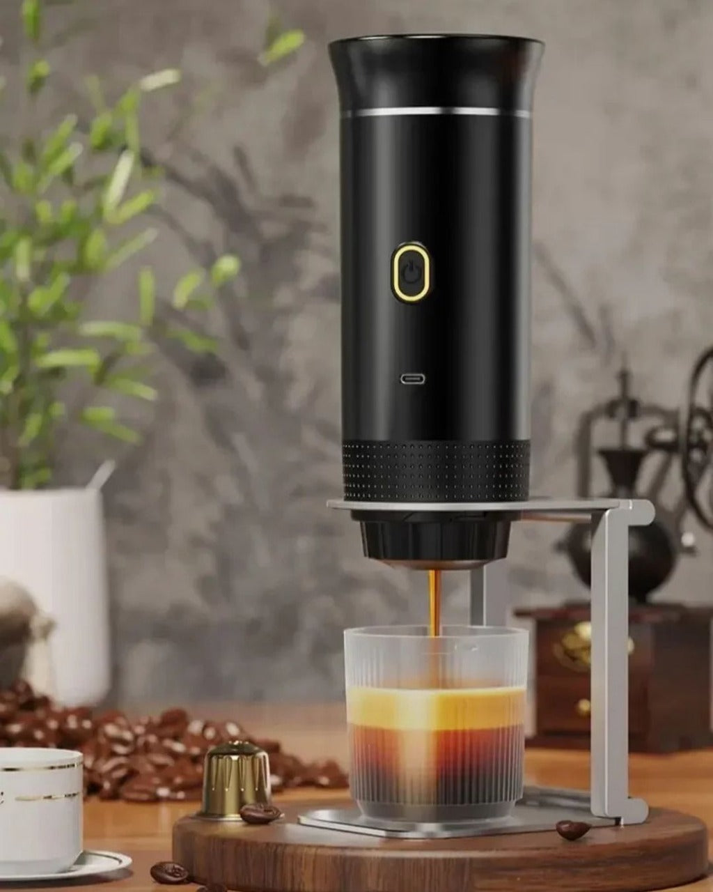 Máquina de Café Expresso Portátil Elétrica 3 em 1 Cápsulas e Pó Sem Fio