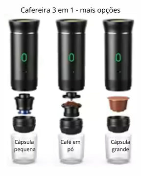 Máquina de Café Expresso Portátil Elétrica 3 em 1 Cápsulas e Pó Sem Fio