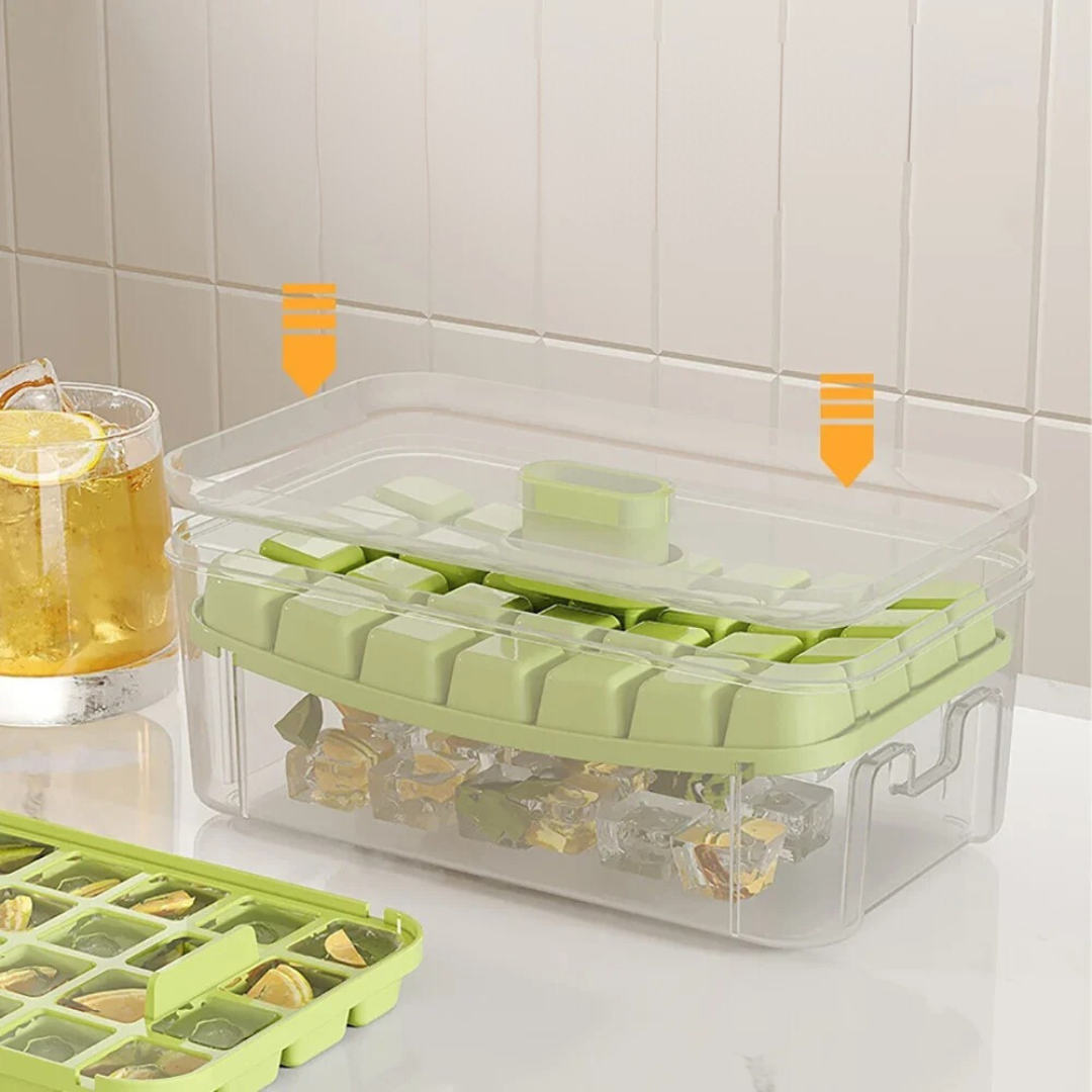 Molde de Cubo de Gelo com Compartimento e Caixa de Armazenamento
