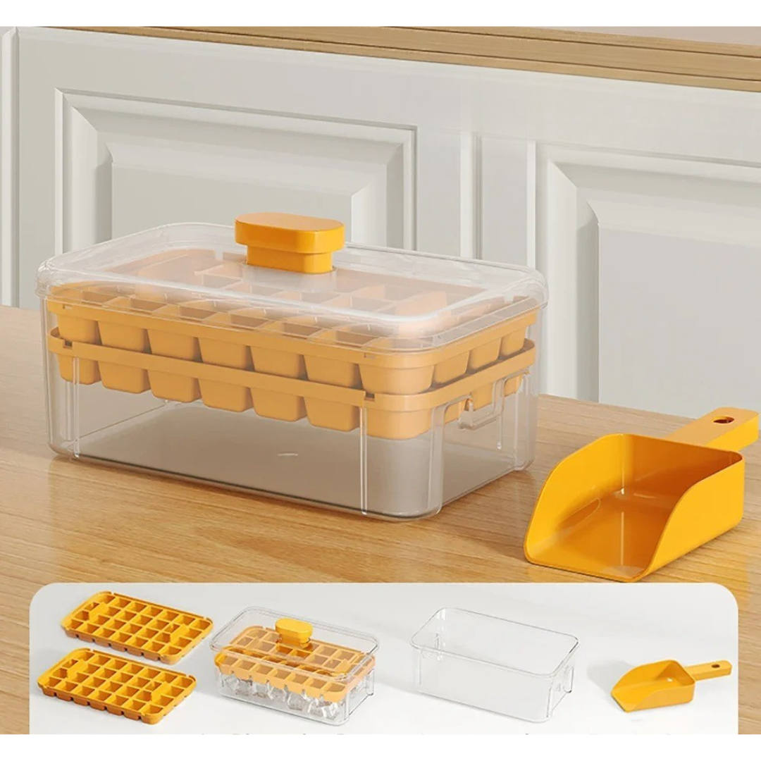 Molde de Cubo de Gelo com Compartimento e Caixa de Armazenamento