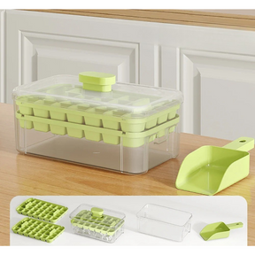 Molde de Cubo de Gelo com Compartimento e Caixa de Armazenamento