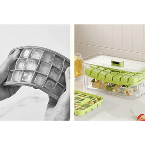 Molde de Cubo de Gelo com Compartimento e Caixa de Armazenamento