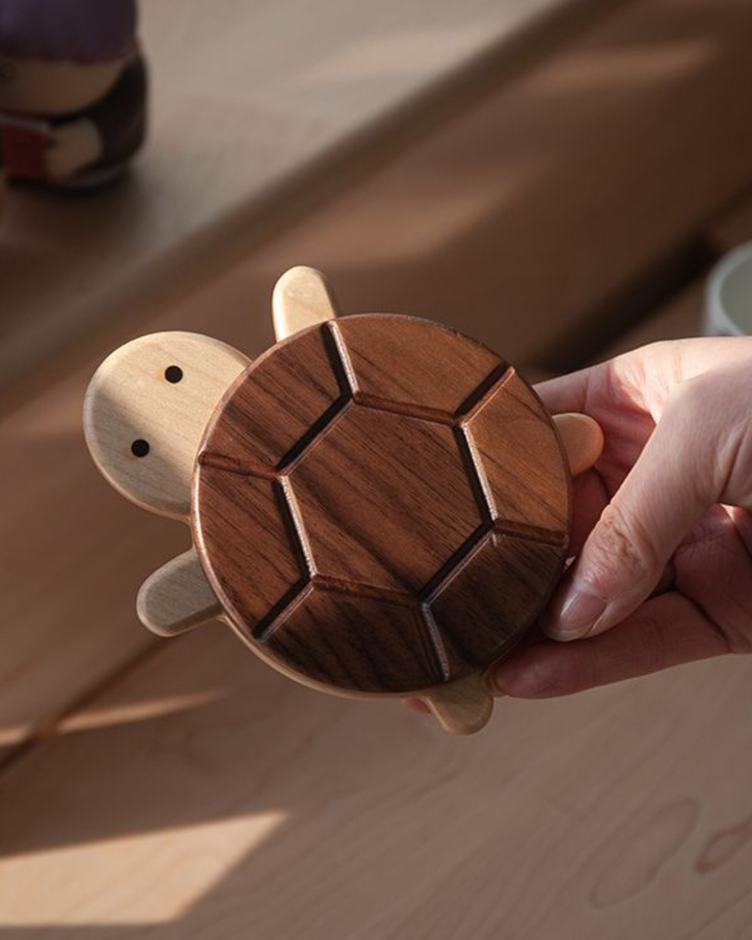 Porta-Copos de Madeira Nogueira Preta Tartaruga Utensílio de Mesa
