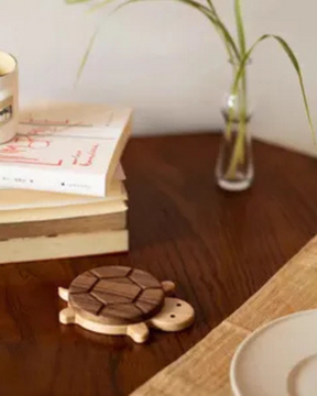 Porta-Copos de Madeira Nogueira Preta Tartaruga Utensílio de Mesa