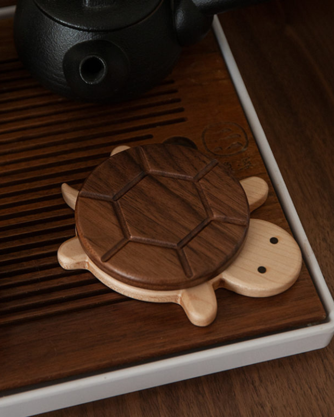 Porta-Copos de Madeira Nogueira Preta Tartaruga Utensílio de Mesa
