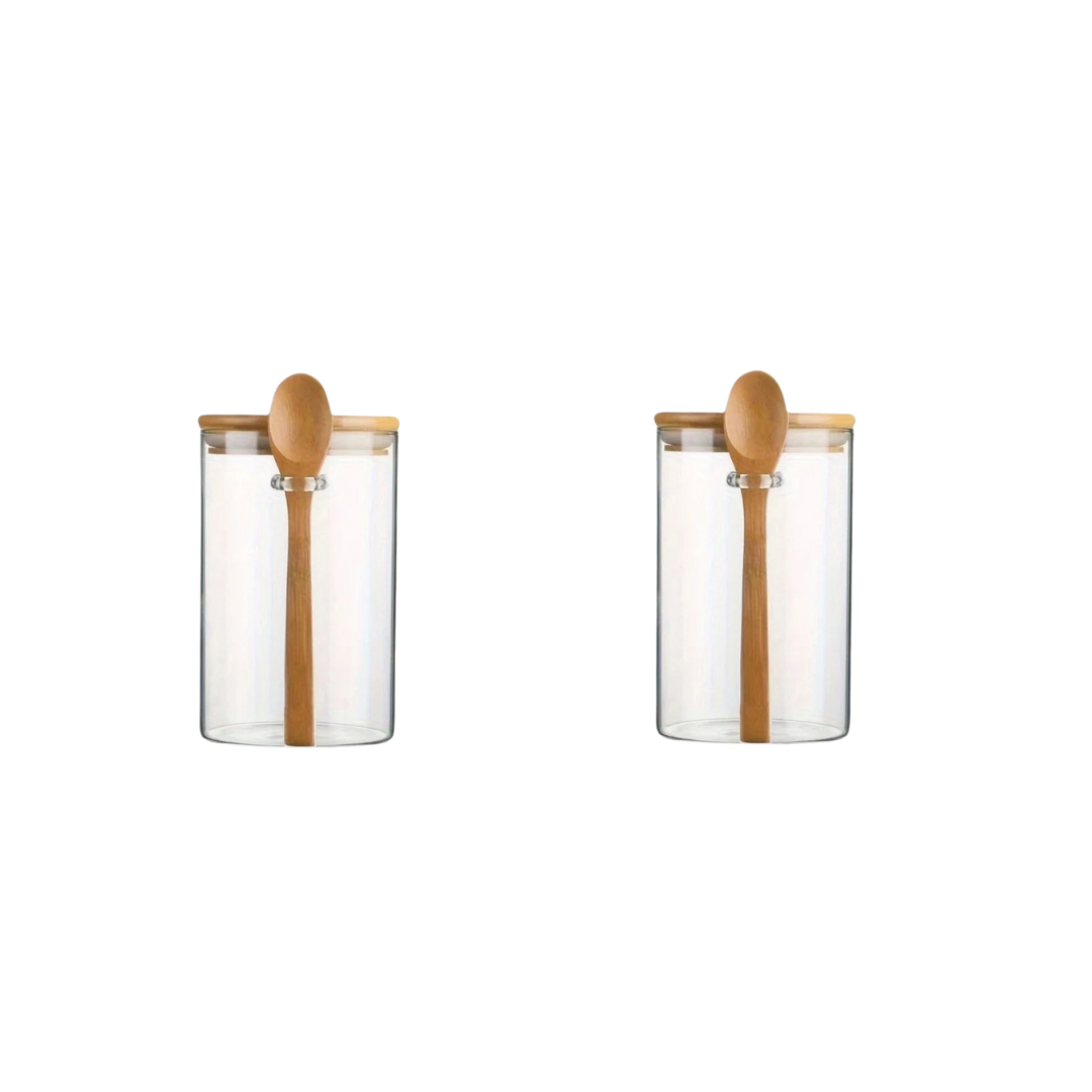 Pote de Armazenamento de Vidro com Tampa de Bambu Selada