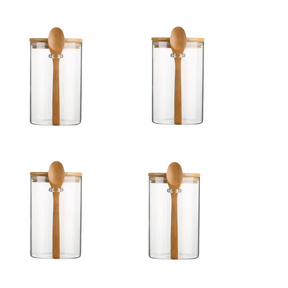 Pote de Armazenamento de Vidro com Tampa de Bambu Selada