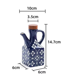 Pote de Óleo de Cerâmica 250 ml com Tampa de Madeira e Alça