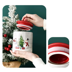 Potes de Cerâmica Natalinos para Armazenamento de Alimentos