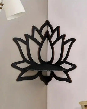 Prateleira de Canto de Parede em Madeira Estilo Boho