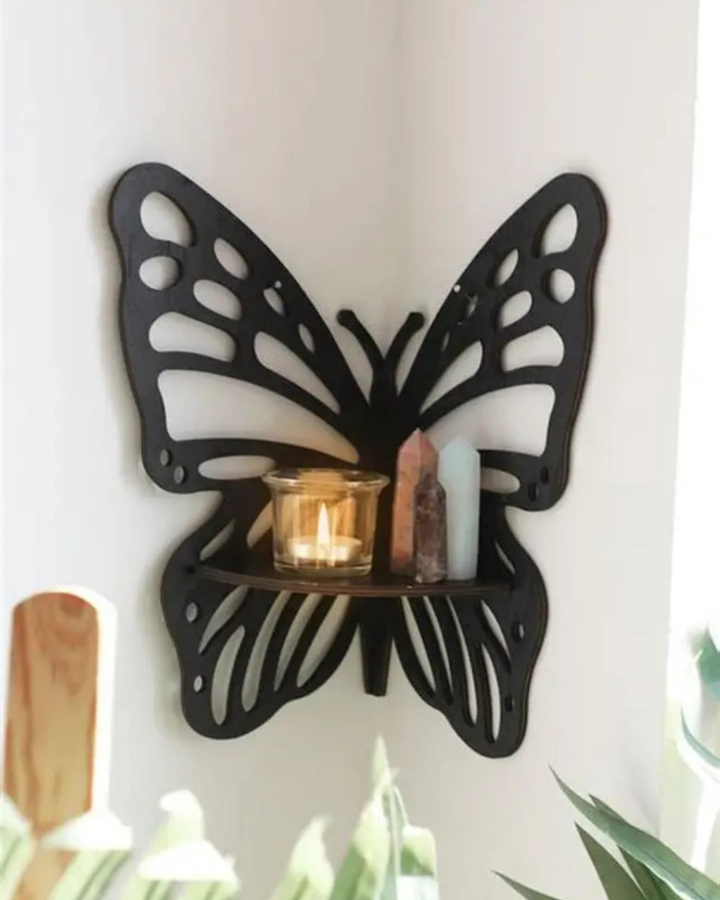 Prateleira de Canto de Parede em Madeira Estilo Boho