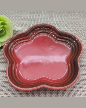 Prato Pequeno de Cerâmica Flor de Ameixa 14cm Estilo Francês para Sobremesas e Molhos