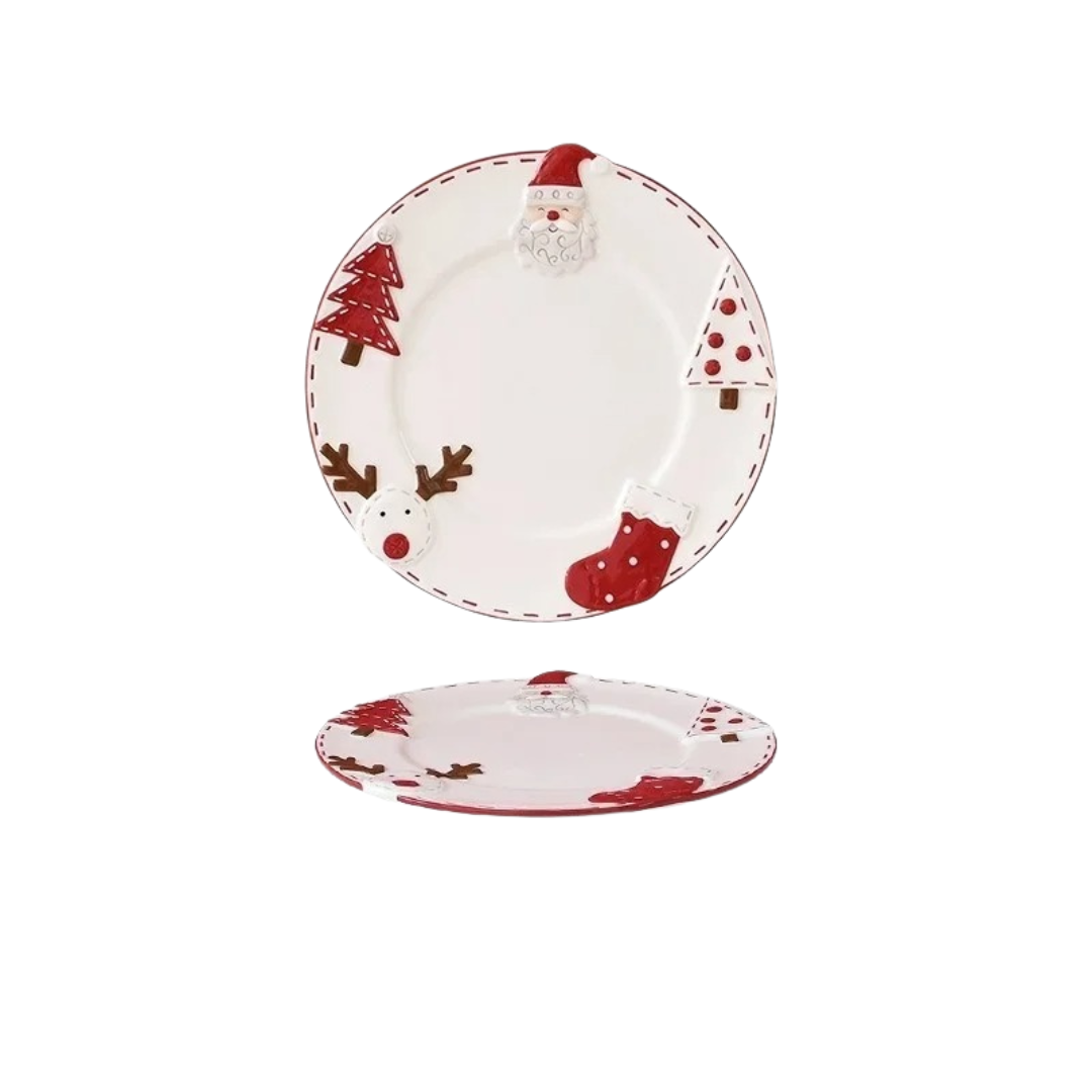 Prato em Cerâmica com Tema Natalino