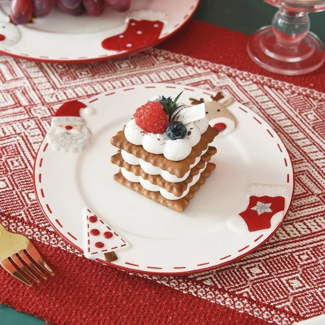 Prato em Cerâmica com Tema Natalino