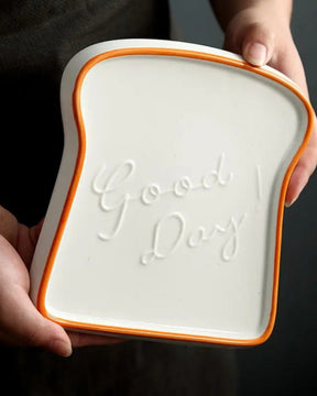 Prato de Cerâmica em Formato de Pão Ideal para Café da Manhã e Sobremesas