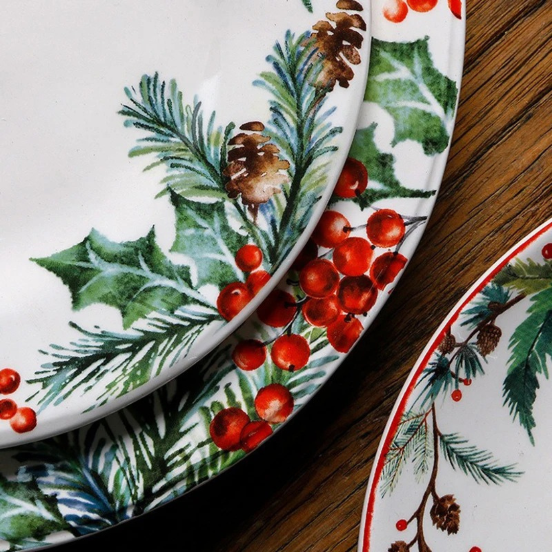 Prato de Jantar de Cerâmica com Tema de Natal