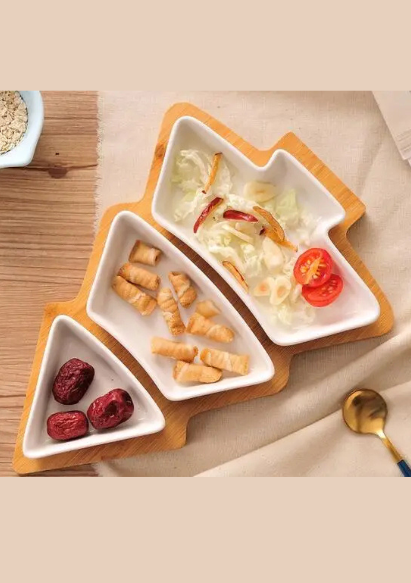 Prato de Sobremesa em Cerâmica Formato Árvore de Natal