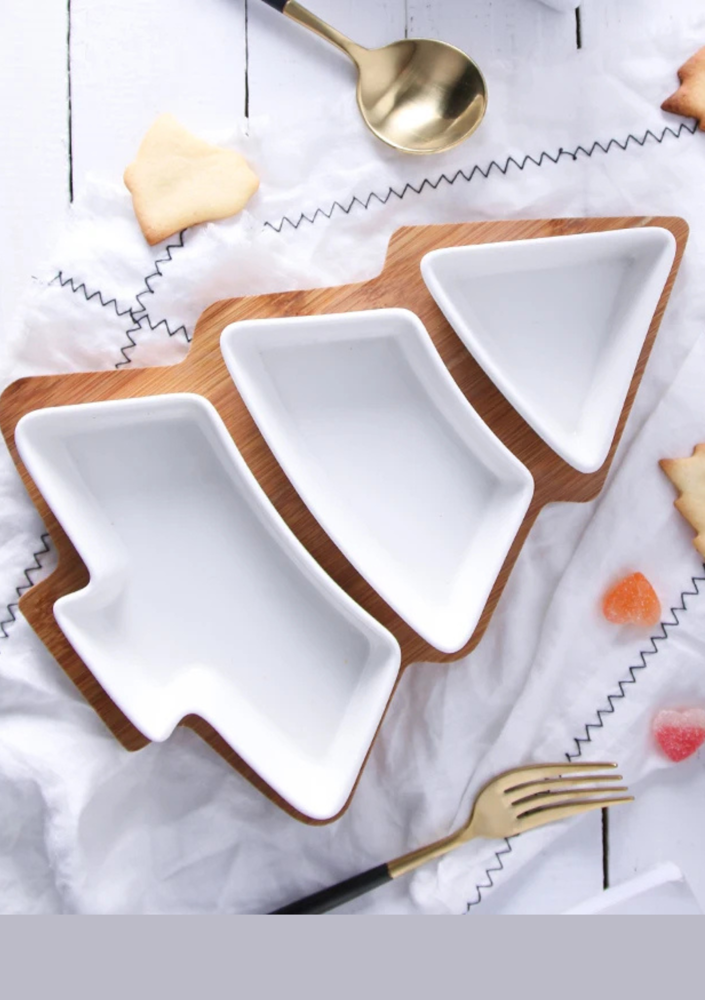 Prato de Sobremesa em Cerâmica Formato Árvore de Natal