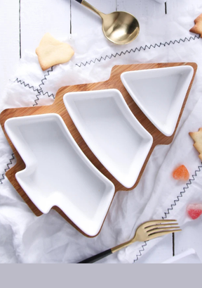 Prato de Sobremesa em Cerâmica Formato Árvore de Natal