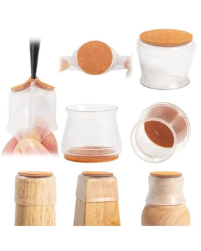 Protetores de Silicone para Pés de Cadeira com Feltro 360º  Kit 4 ou 24 Peças