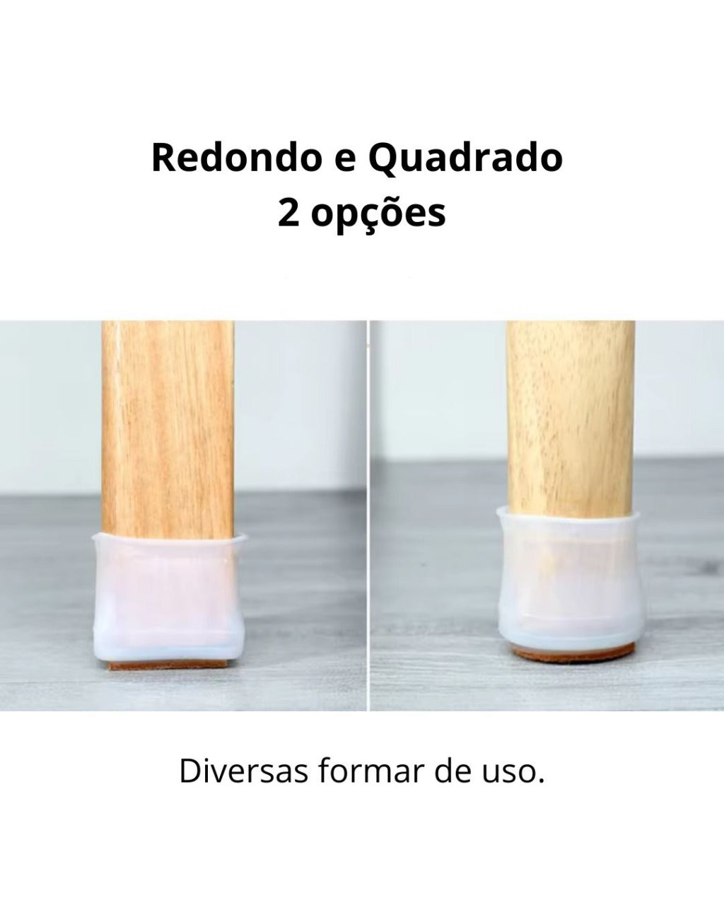 Protetores de Silicone para Pés de Cadeira com Feltro 360º  Kit 4 ou 24 Peças