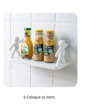 Rack de Armazenamento Sem Perfuração com Design de Personagem para Banheiro e Cozinha