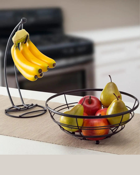 Rack de Banana com Ganchos em Bambu ou Ferro Suporte de Frutas Frescas