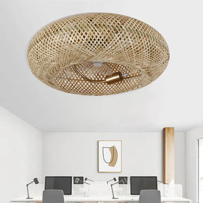 Luminária com Ventilador de teto moderno em Bambu - ZenithBreeze - Bambu Breeze Edition