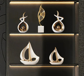 Escultura decorativa de Cerâmica Premuim - Coleção Veleiro Sereno