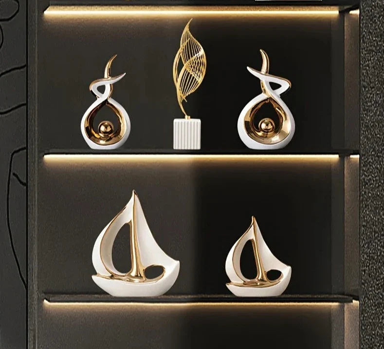 Escultura decorativa de Cerâmica Premuim - Coleção Veleiro Sereno