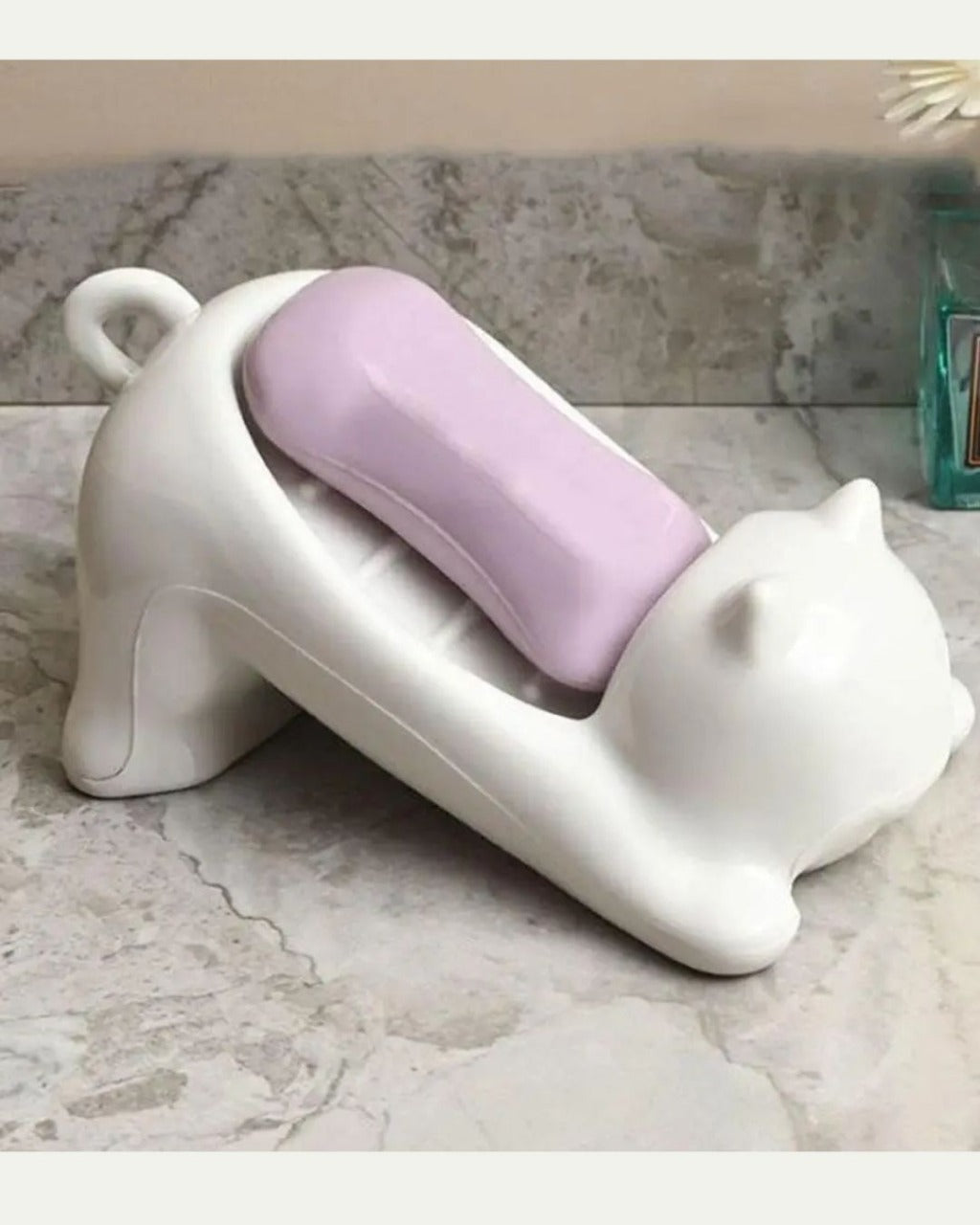 Saboneteira Gato com Dreno Criativo para Banheiro