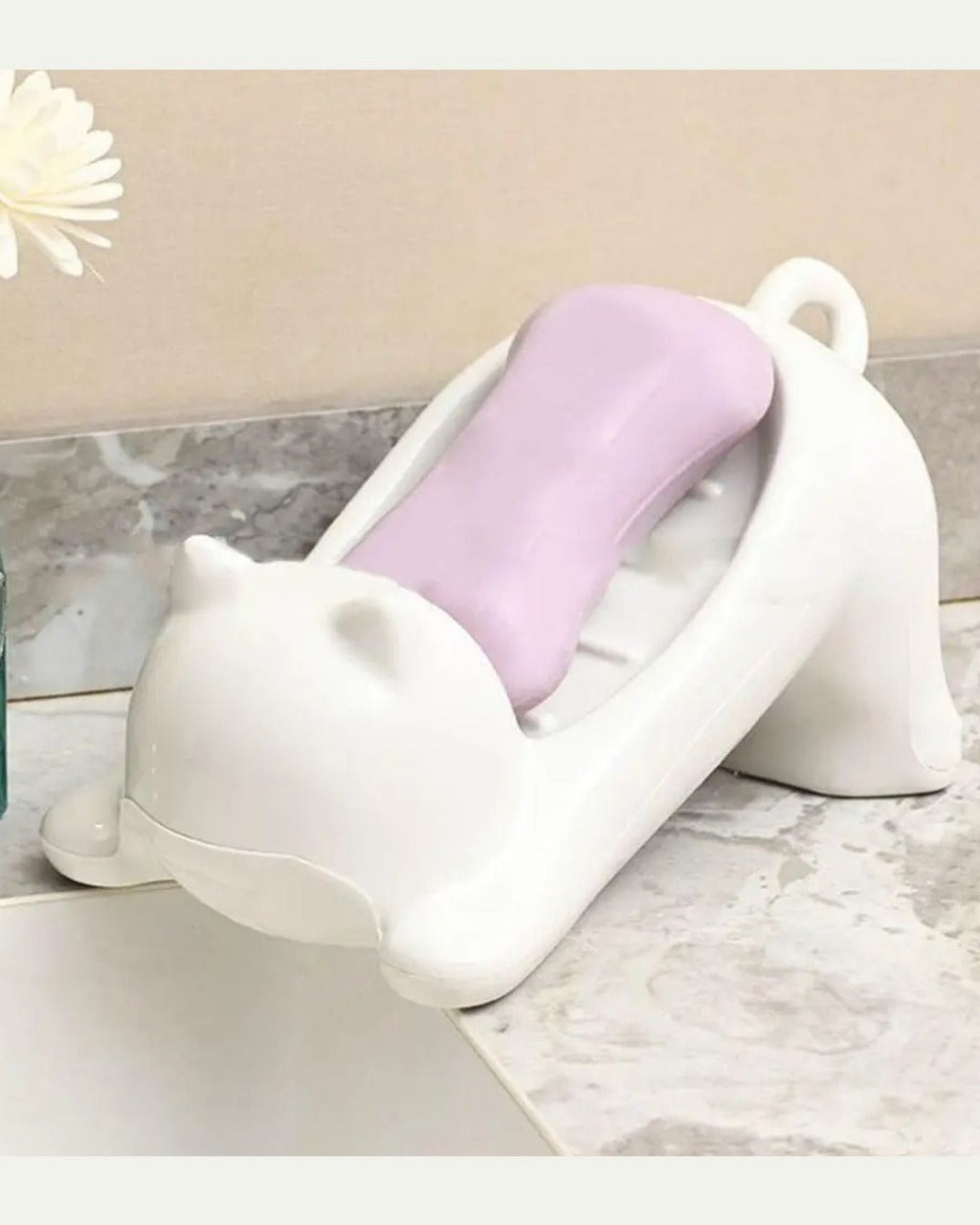 Saboneteira Gato com Dreno Criativo para Banheiro