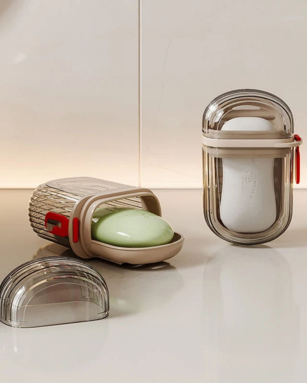 Saboneteira Portátil com Tampa Selada e Dreno para Viagem e Banheiro