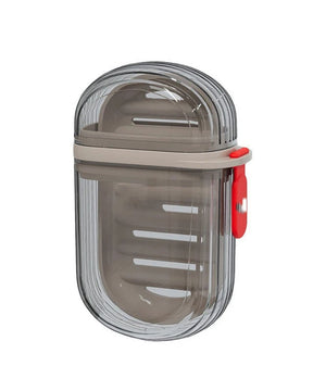 Saboneteira Portátil com Tampa Selada e Dreno para Viagem e Banheiro