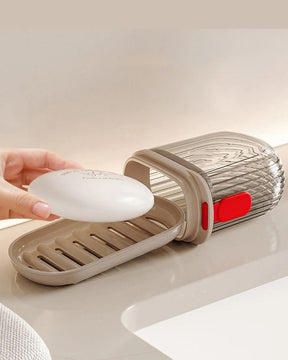 Saboneteira Portátil com Tampa Selada e Dreno para Viagem e Banheiro