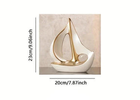 Escultura decorativa de Cerâmica Premuim - Coleção Veleiro Sereno