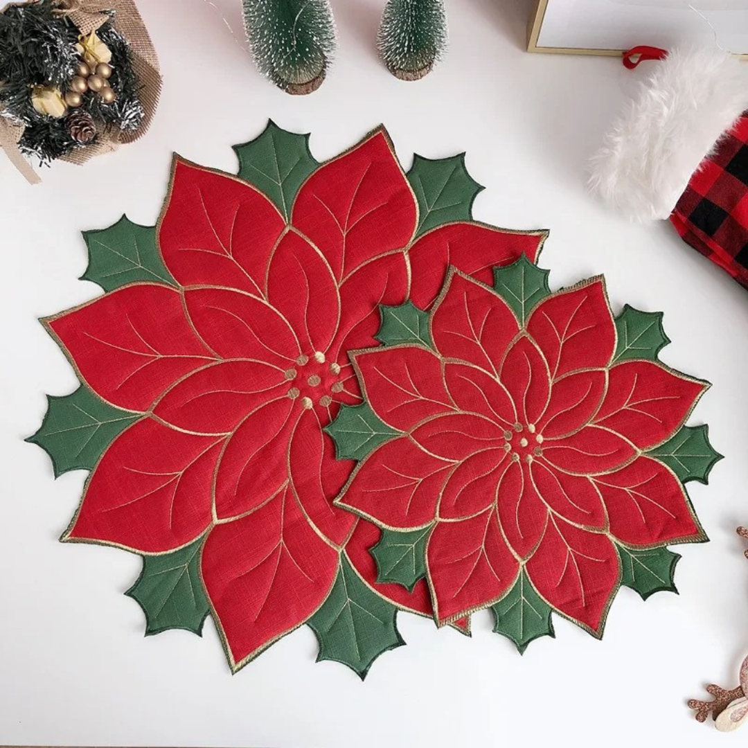 Sousplat Poinsétia Bordado para Natal