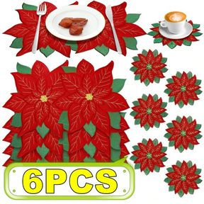 Sousplat Poinsétia Bordado para Natal