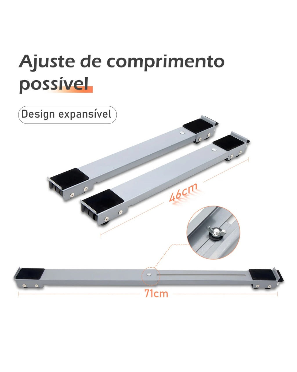 Suporte Móvel com Rodinhas Ajustável para Geladeira Máquina de Lavar e Móveis
