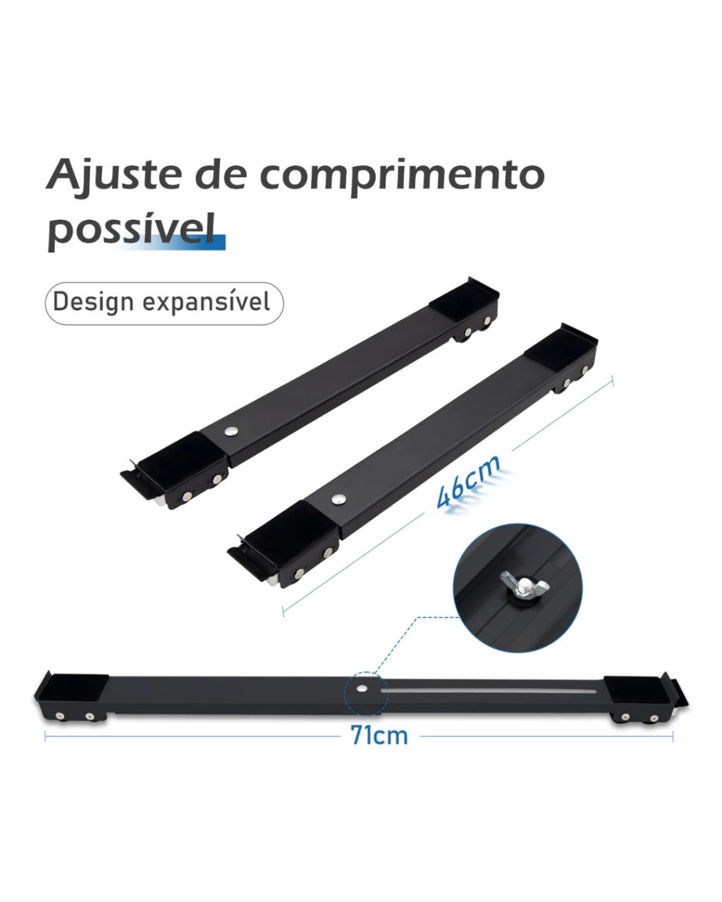 Suporte Móvel com Rodinhas Ajustável para Geladeira Máquina de Lavar e Móveis