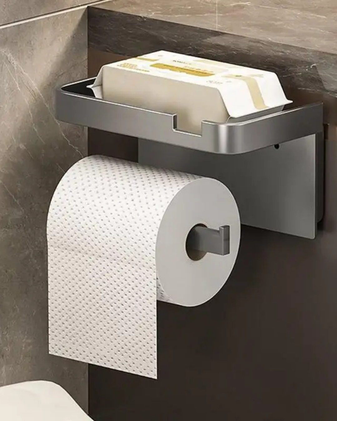 Suporte de Papel Higiênico Adesivo com Prateleira