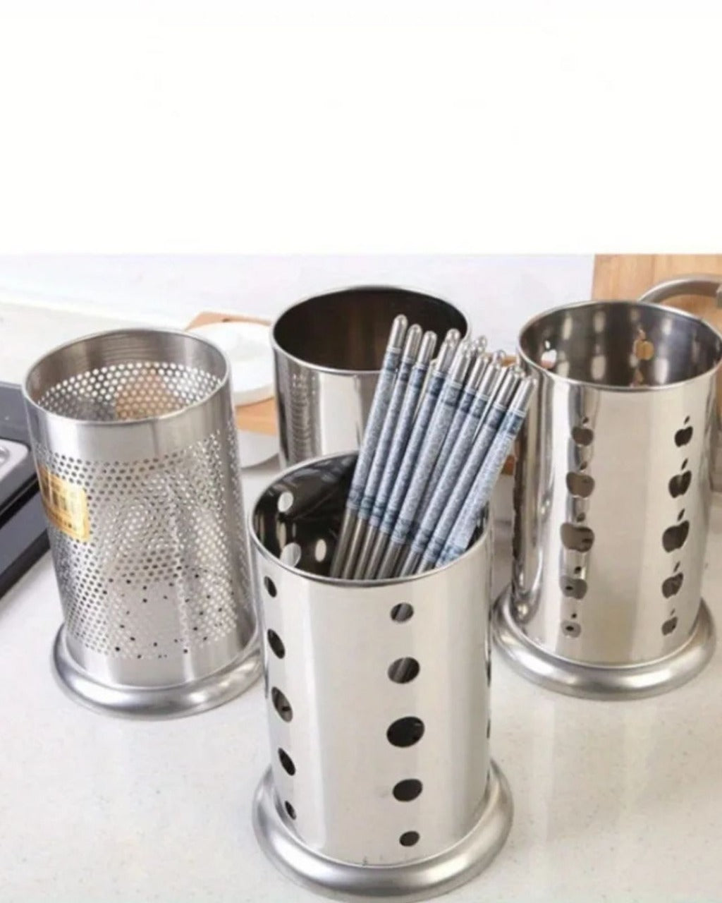 Suporte para Talheres em Aço Inoxidável Porta Talheres com Dreno