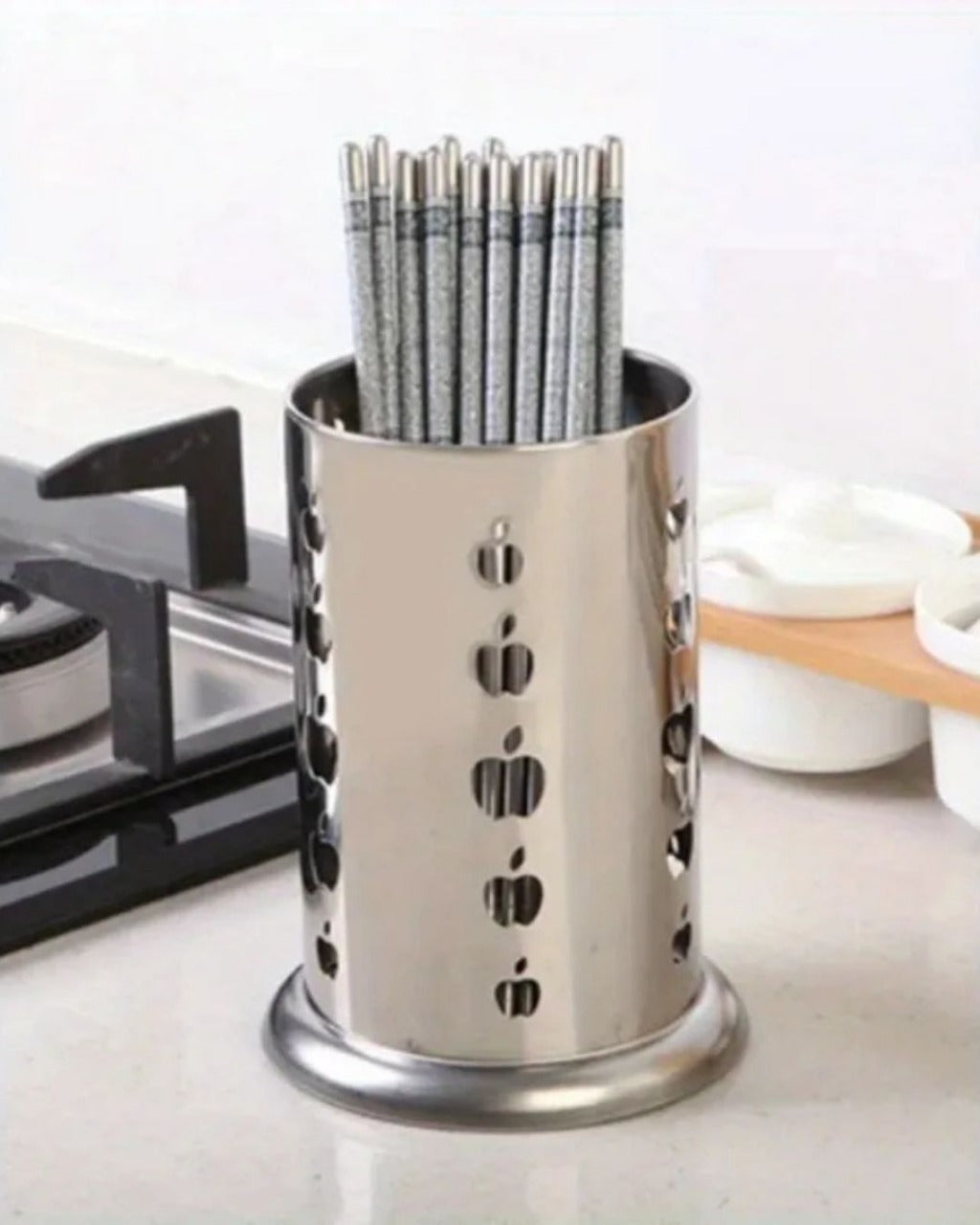 Suporte para Talheres em Aço Inoxidável Porta Talheres com Dreno