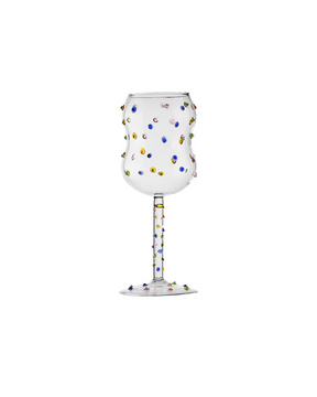 Taça de Vidro com Pontos Coloridos 300ml Vinho Branco e Tinto