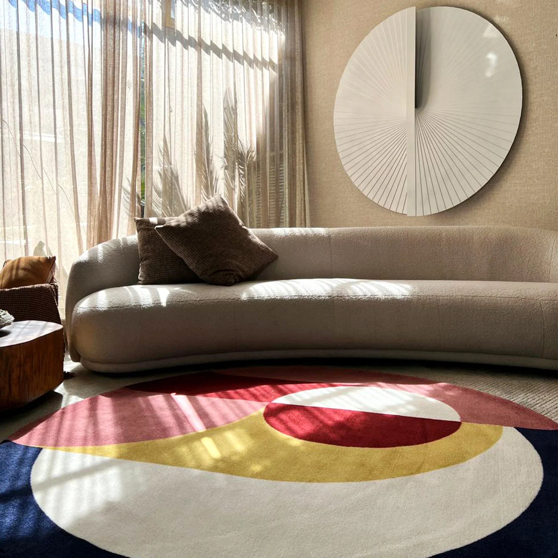 Tapete Geométrico Redondo Coleção Horizon