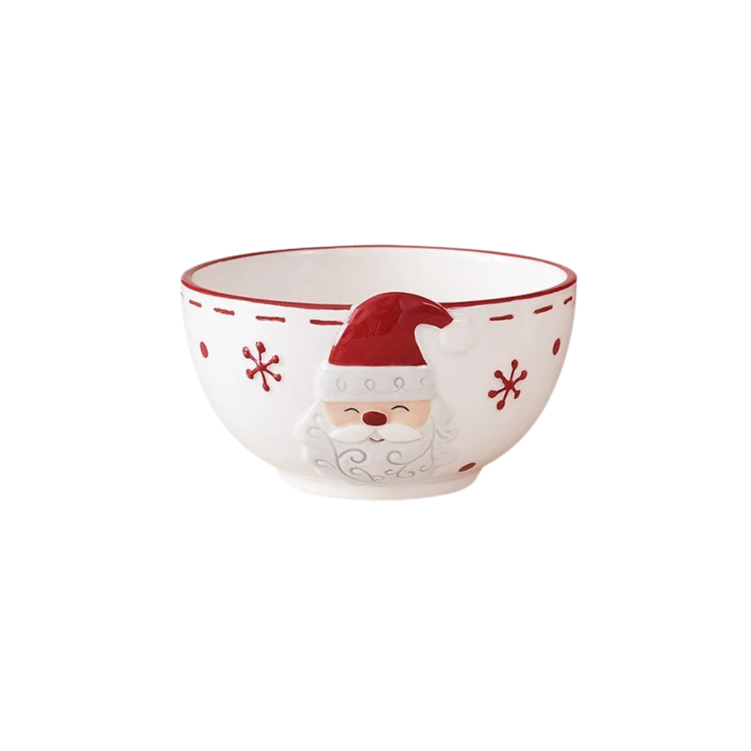 Tigela de Cerâmica Nórdica de Papai Noel com Tema Natalino