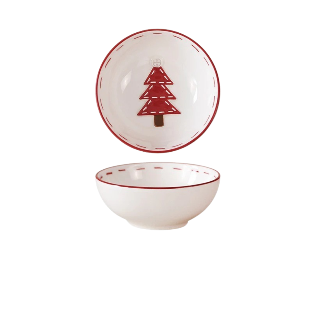 Tigela de Cerâmica Nórdica de Papai Noel com Tema Natalino