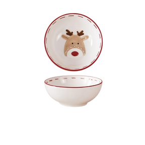 Tigela de Cerâmica Nórdica de Papai Noel com Tema Natalino